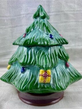Vintage San Marco Ceramic Christmas Tree Cookie Jar Italy
